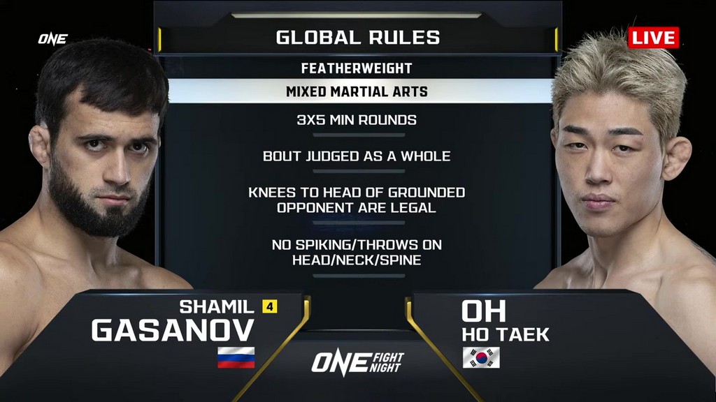 ONE Fight Night 18 - Shamil Gasanov vs Ho Taek Oh - January 12, 2024