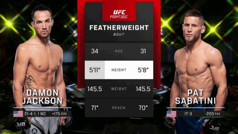 UFCFN 210 - Damon Jackson vs Pat Sabatini - Sep 17, 2022