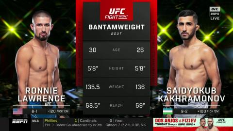 UFC on ESPN 39: Ronnie Lawrence vs Saidyokub Kakhramonov - Jul 09, 2022