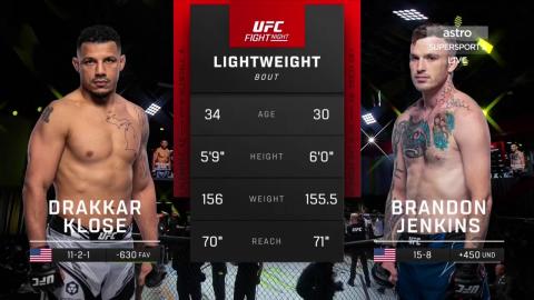 UFC on ESPN 34 - Drakkar Klose vs Brandon Jenkins - Apr 16, 2022