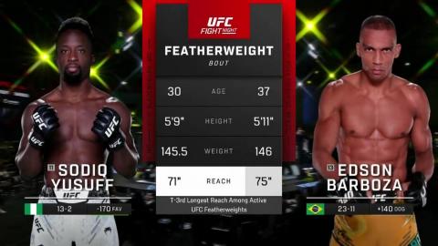 UFC Fight Night 230 - Sodiq Yusuff vs Edson Barboza - 14 October, 2023
