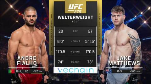 UFC 275: Andre Fialho vs Jake Matthews - Jun 12, 2022
