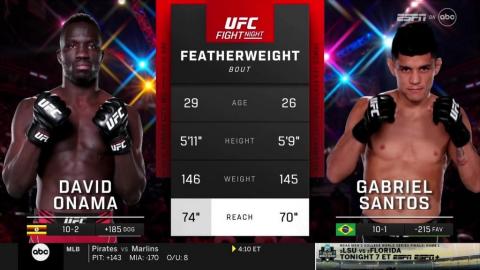 UFC on ABC 5 - David Onama vs Gabriel Santos - Jun 24, 2023