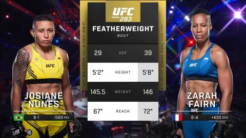 UFC 283 - Josiane Nunes vs Zarah Fairn - Jan 21, 2023