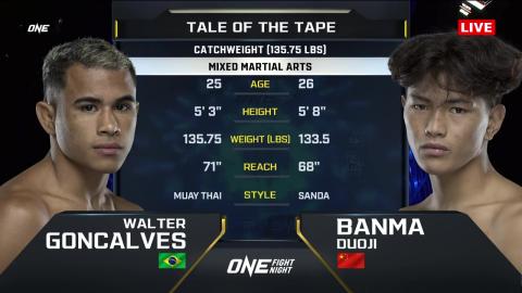 ONE Fight Night 12 - Banma Duoji vs Walter Goncalves - July 13, 2023