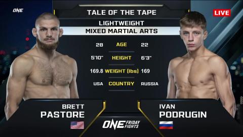 One Friday Fights 32 - Ivan Podrugin vs Brett Pastore - September 7, 2023