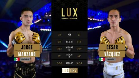 LUX 27 - Jorge Manzano vs César Vásquez - Oct 14, 2022