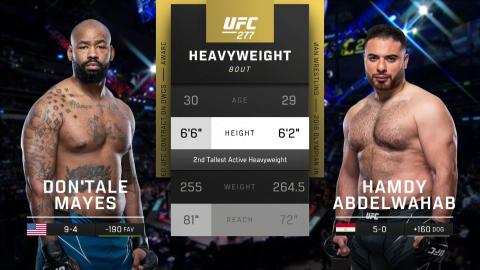 UFC 277: Don'Tale Mayes vs Hamdy Abdelwahab - Jul 31, 2022