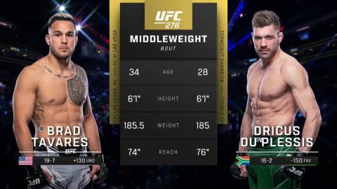 UFC 276: Brad Tavares vs Dricus Du Plessis - Jul 02, 2022