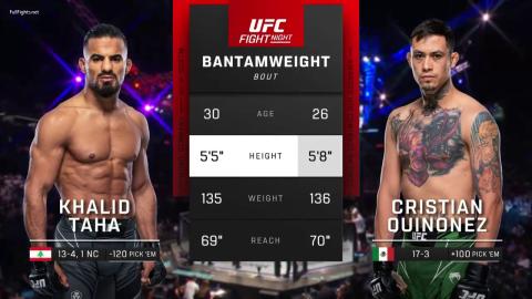 UFCFN 209 - Khalid Taha vs Cristian Quinonez - Sep 03, 2022