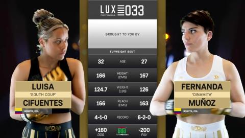 Lux Fight League 33 - Fernanda Muñoz vs L. Cifuentes - June 29, 2023